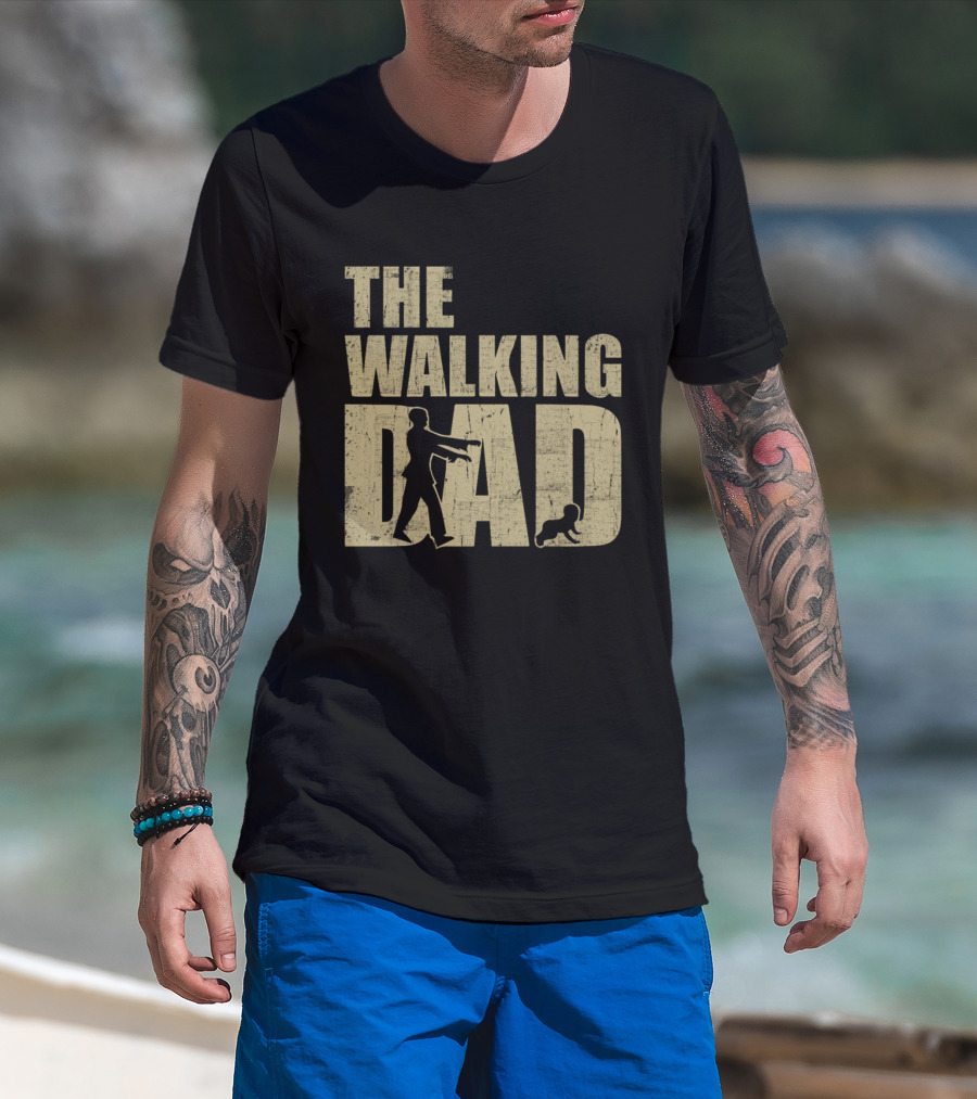 The Walking Dad Zombie Parody Dad And Baby T-Shirt