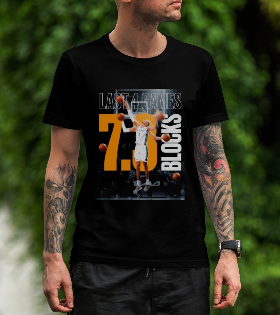 Victor Wembanyama Spurs Last 4 Games 7.3 Blocks Performance T-Shirt