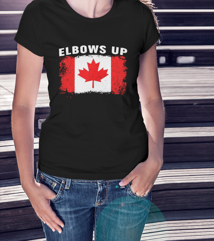 Elbows Up Canada Flag Maple Leaf T-Shirt