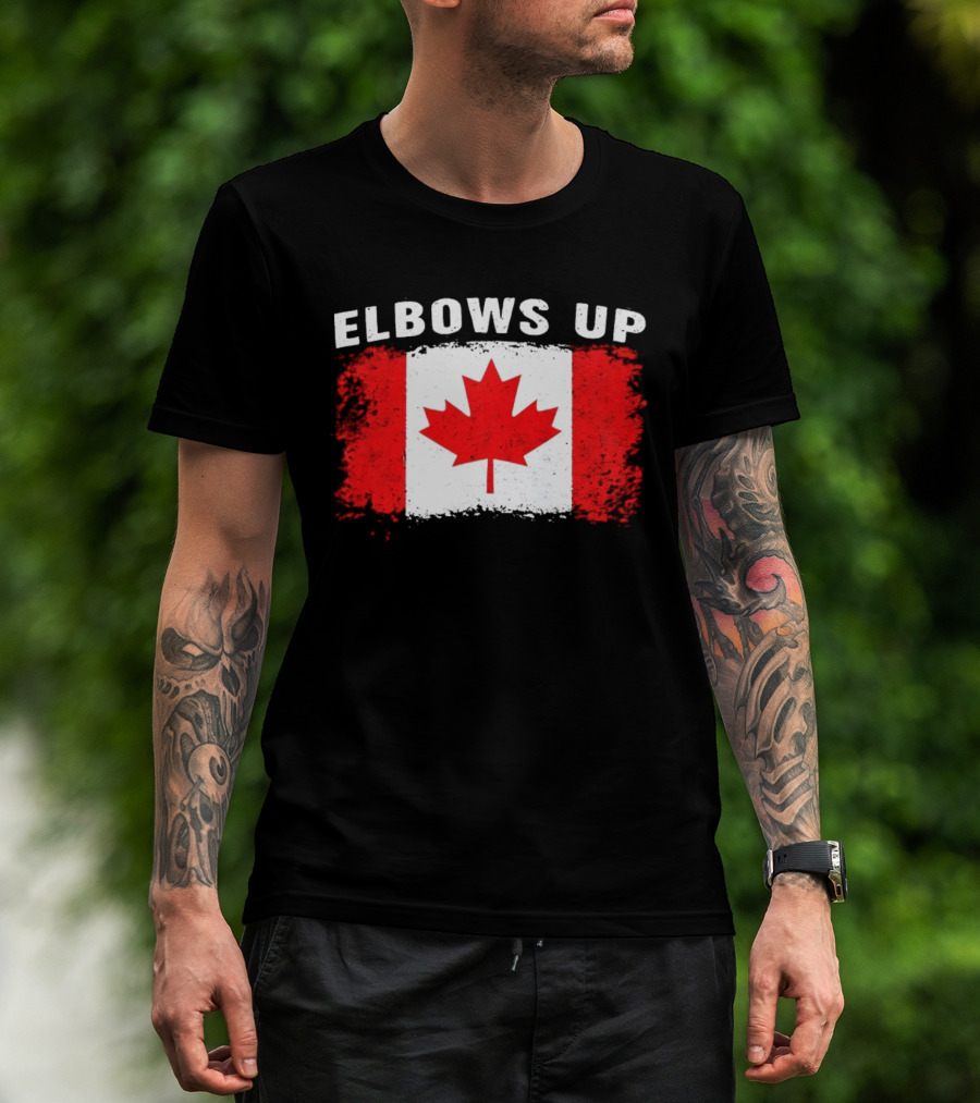 Elbows Up Canada Flag Maple Leaf T-Shirt