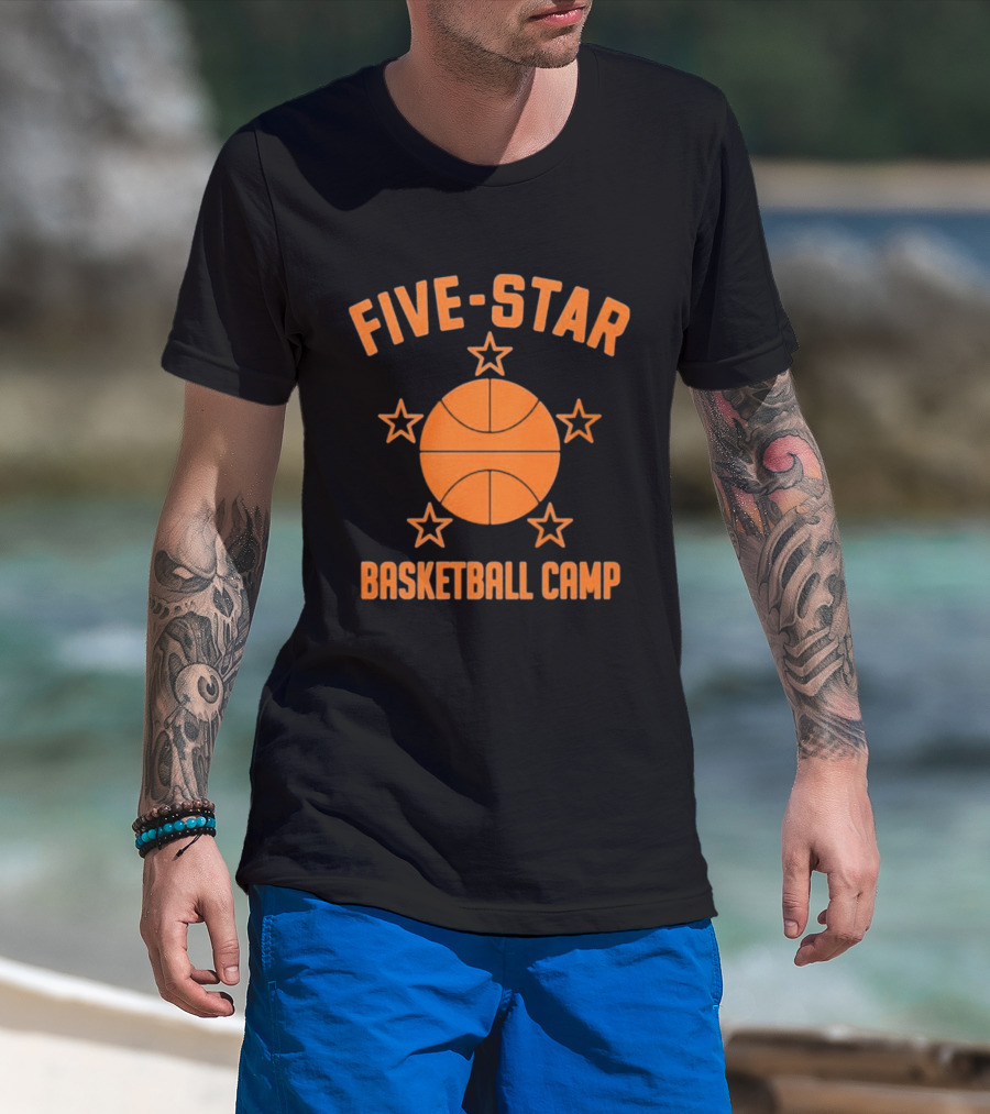 Five Star Basketball Camp Iconic Orange Basketball And Stars T-Shirt