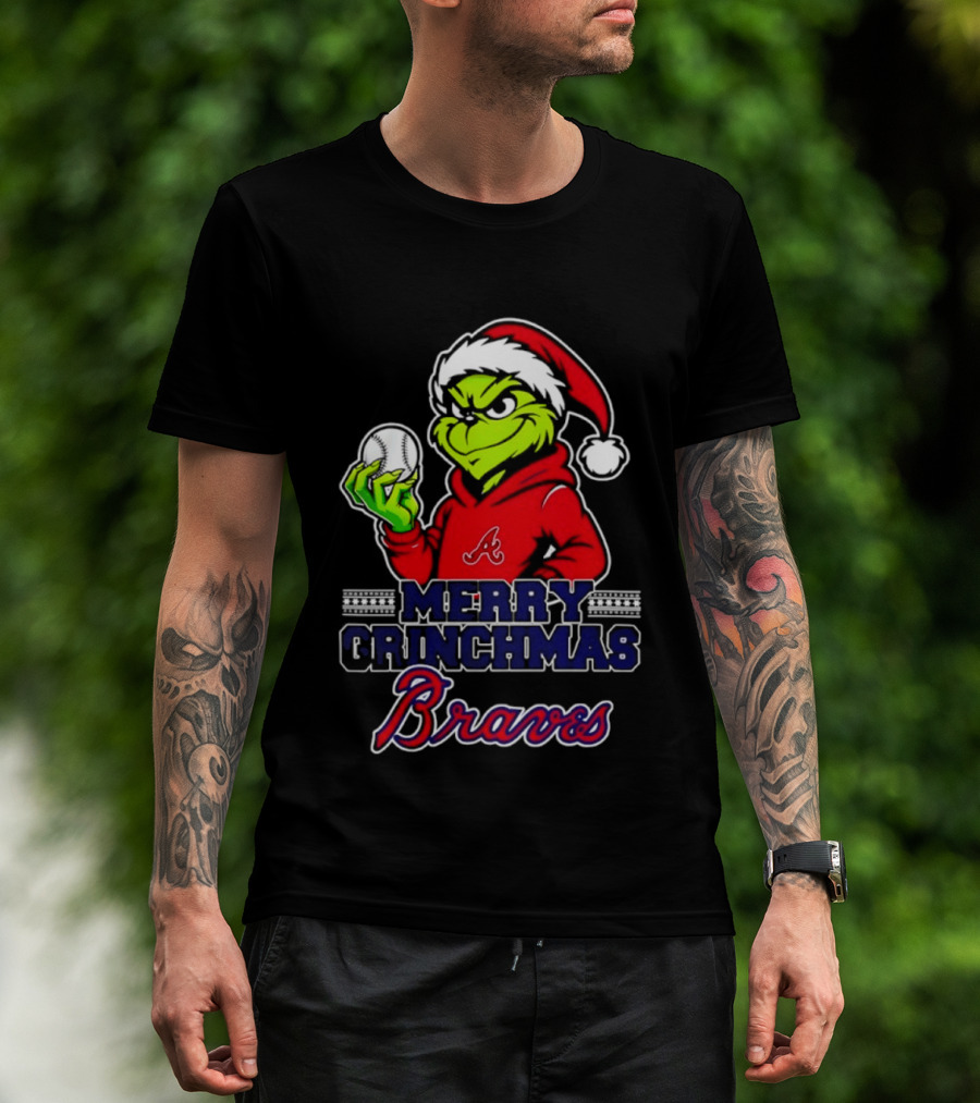 Atlanta Braves Grinch Santa Merry Grinchmas 2025 T-Shirt