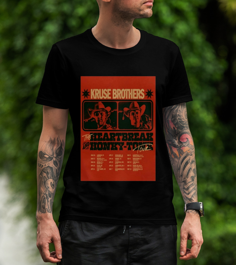 Kruse Brothers Heartbreak And Honky Tonk Tour 2026 Concert Dates T-Shirt