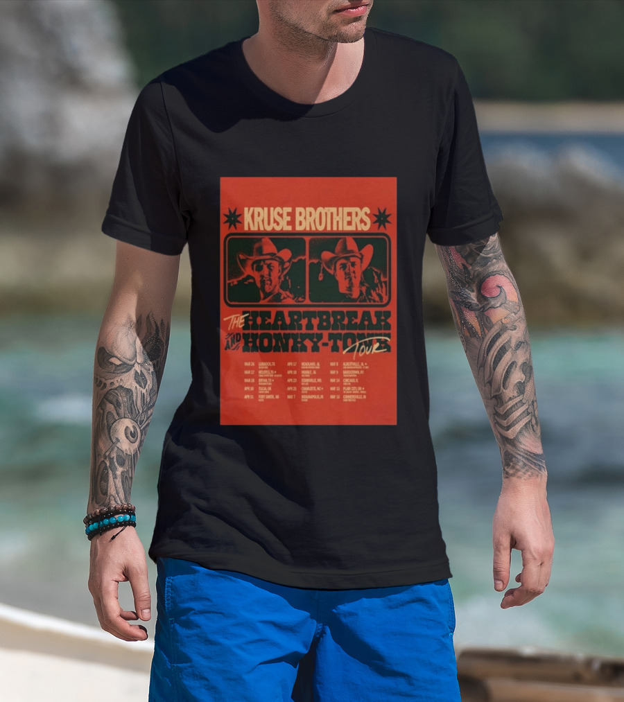 Kruse Brothers Heartbreak And Honky Tonk Tour 2026 Concert Dates T-Shirt