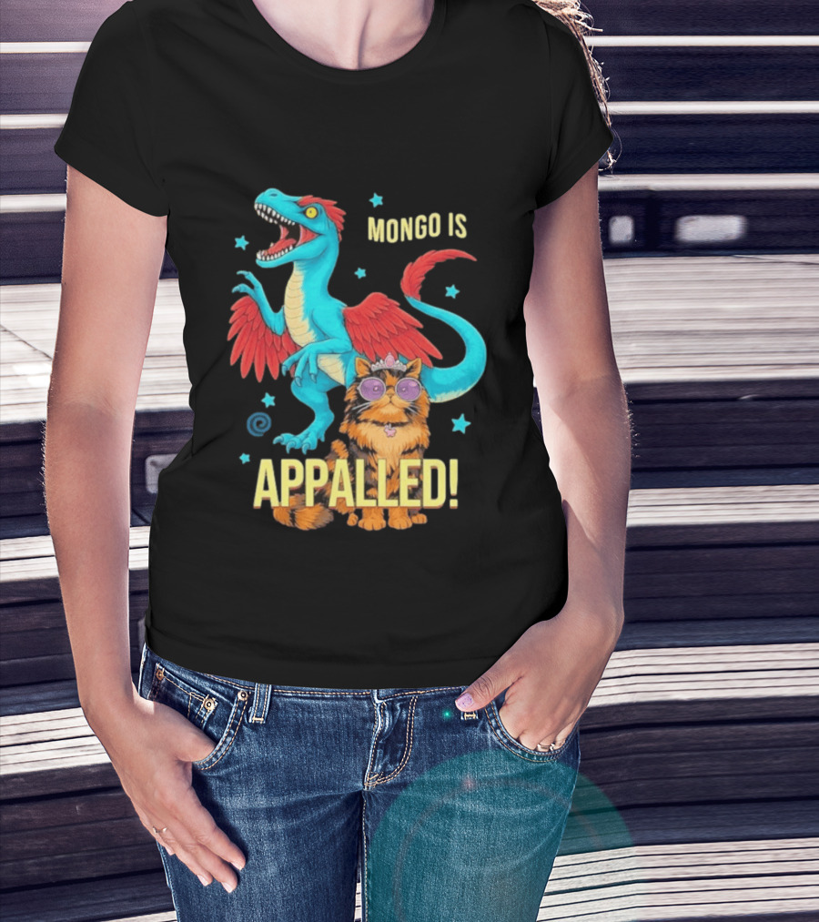 Mongo Is Appalled Princess Cat Riding Dinosaur With Stars T-Shirt