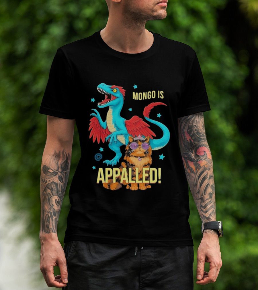 Mongo Is Appalled Princess Cat Riding Dinosaur With Stars T-Shirt