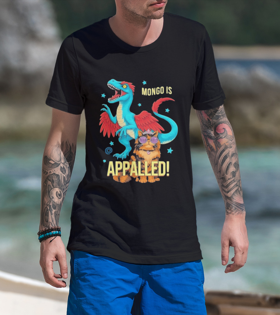 Mongo Is Appalled Princess Cat Riding Dinosaur With Stars T-Shirt