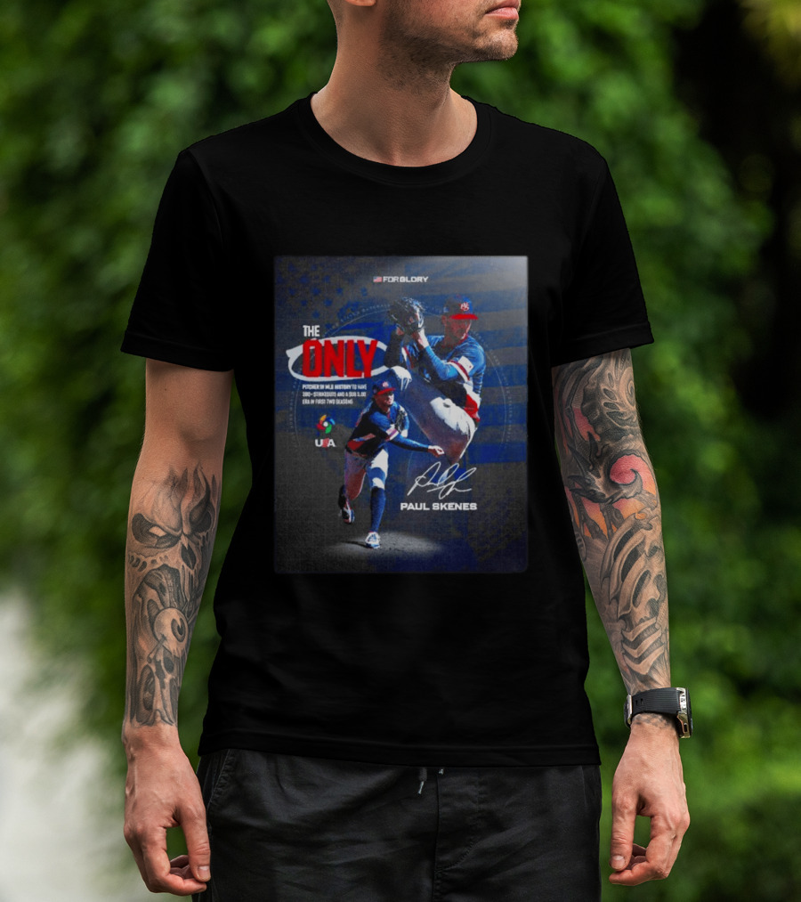 FORGLORY USA Baseball Paul Skenes The Only Pitcher In MLB History 380 Strikeouts And Sub 3.00 ERA T-Shirt