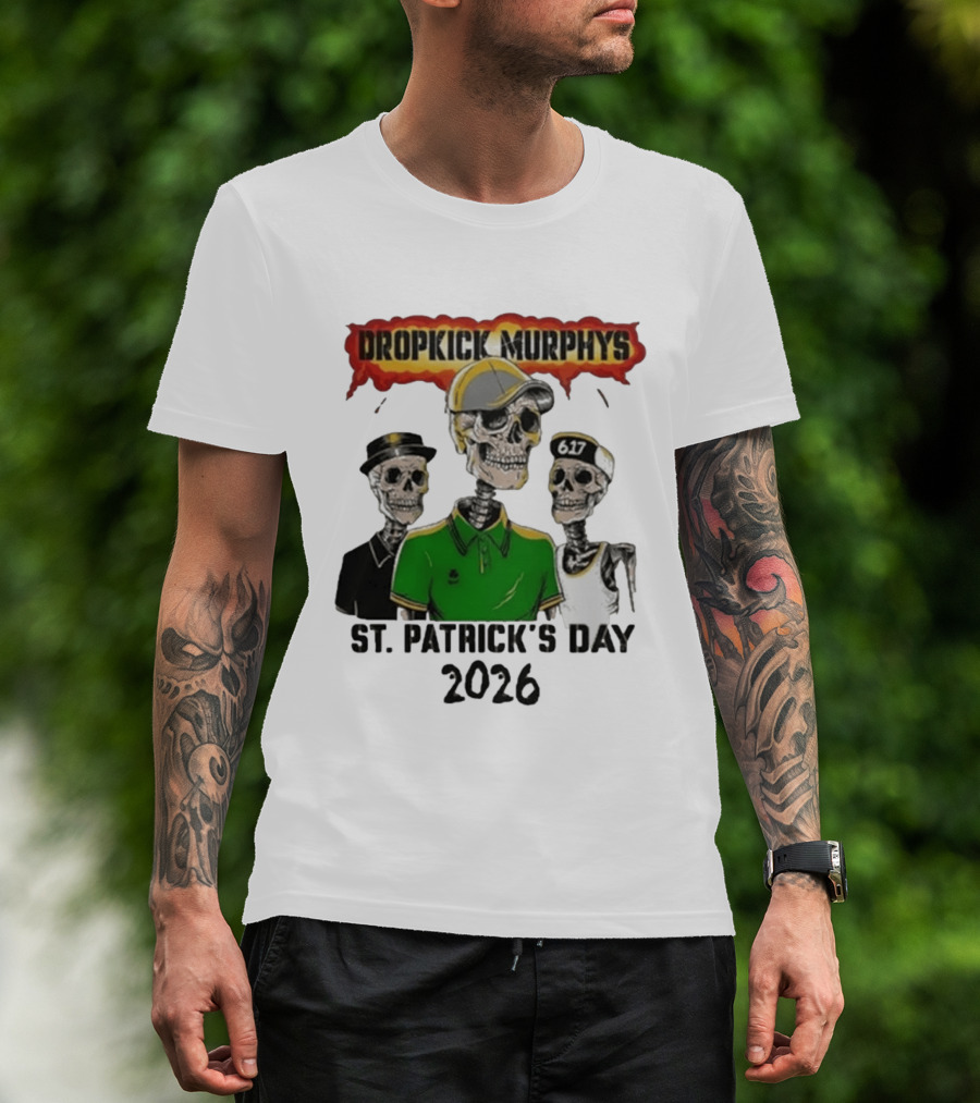 Dropkick Murphys St Patrick's Day 2026 Skeleton Trio 617 T-Shirt