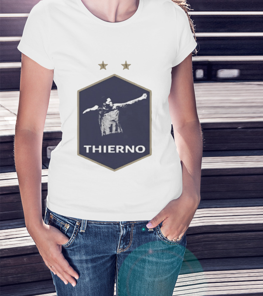 Thierno Barry Blue Hexagonal Emblem Soccer Celebration Stars T-Shirt