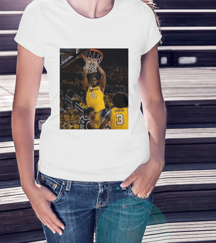 Morez Johnson Jr. Dunk Michigan Vs Carr Cadeau Basketball Moment T-Shirt
