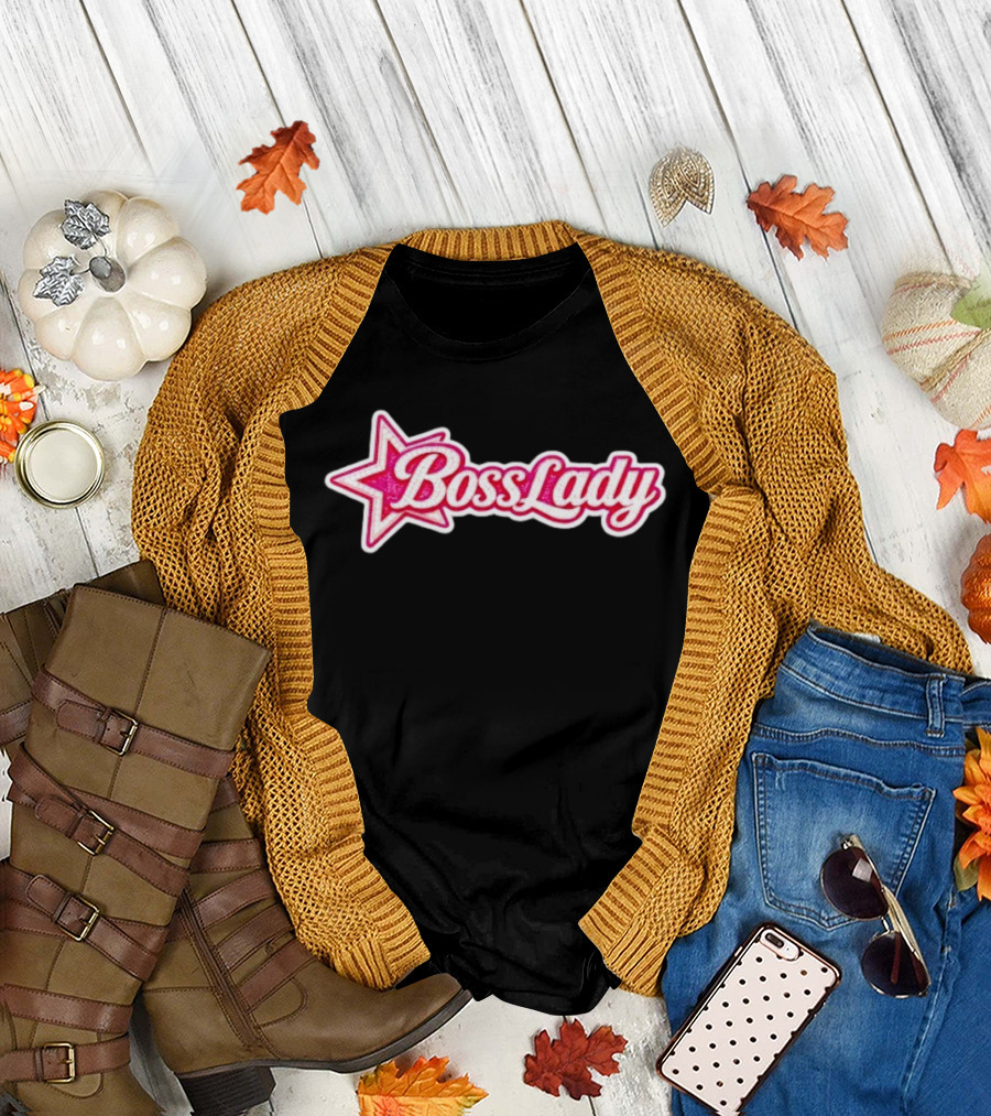 Boss Lady Pink Glitter Star T-Shirt