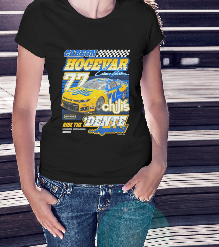 CARSON HOCEVAR 77 Chili's Dente Again Spire Racing T-Shirt
