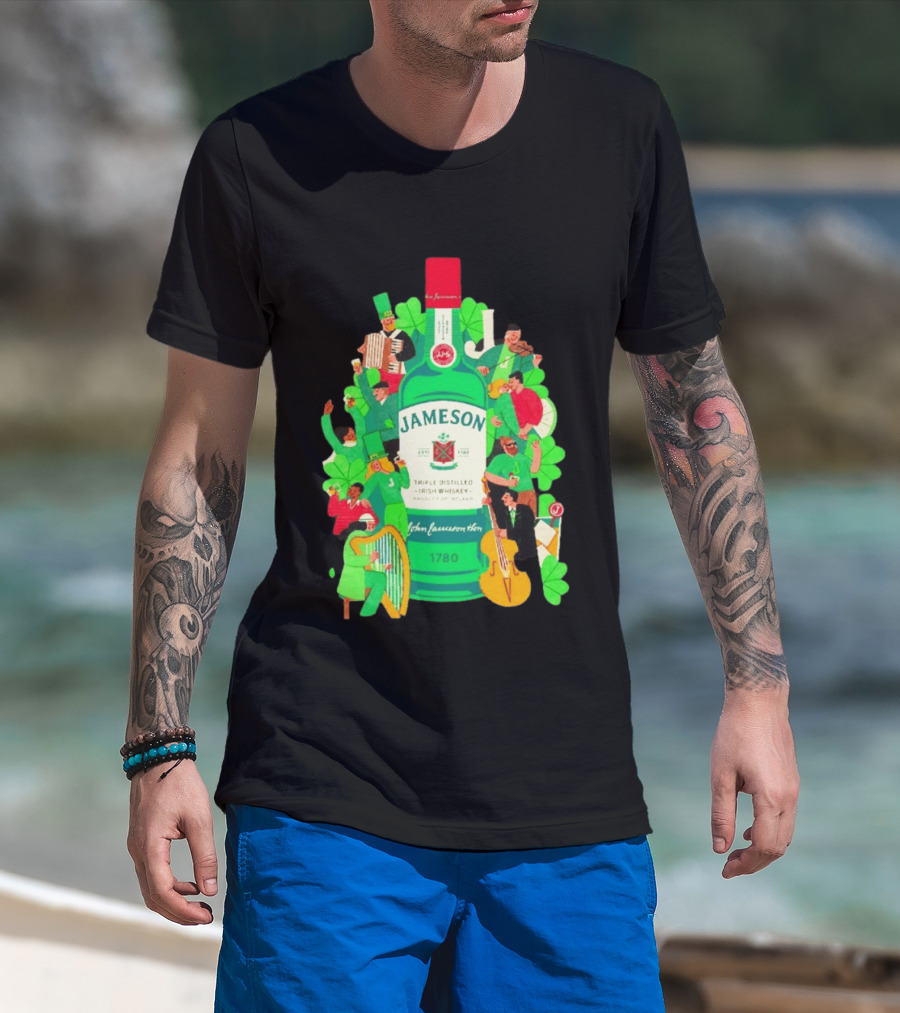 Jameson Triple Distilled Irish Whiskey 1780 St. Patrick's Day Celebration Bottle T-Shirt