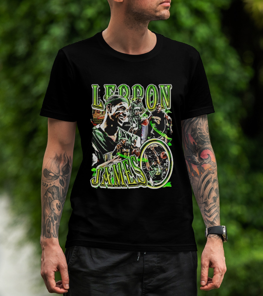 LeBron James Irish St. Patrick's Day Green Collage Basketball T-Shirt