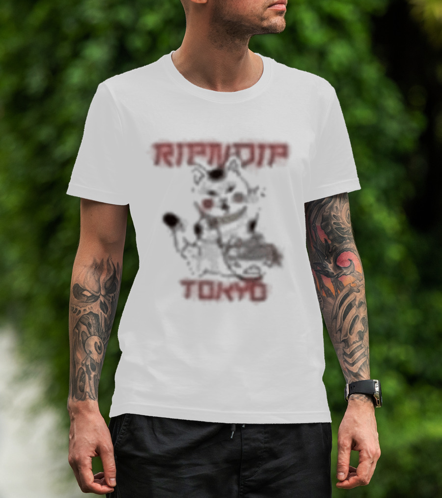 Ripndip Lucky Nerm Tokyo Japan Cat Sketch T-Shirt