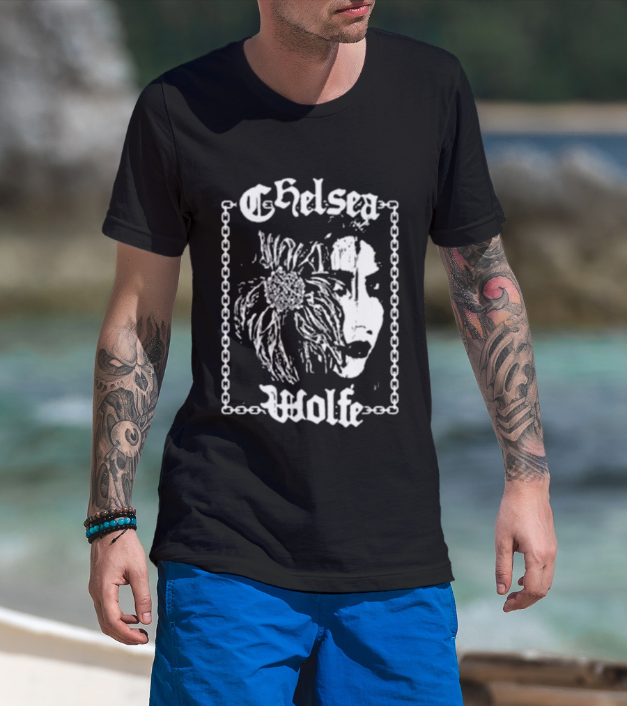 Chelsea Wolfe Carrion Flowers Chain Border Face Flower T-Shirt