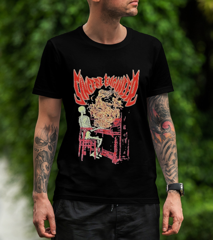 Sincere Engineer Skeleton With Flaming Piano T-Shirt