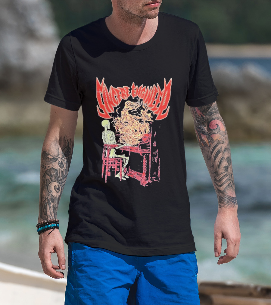 Sincere Engineer Skeleton With Flaming Piano T-Shirt