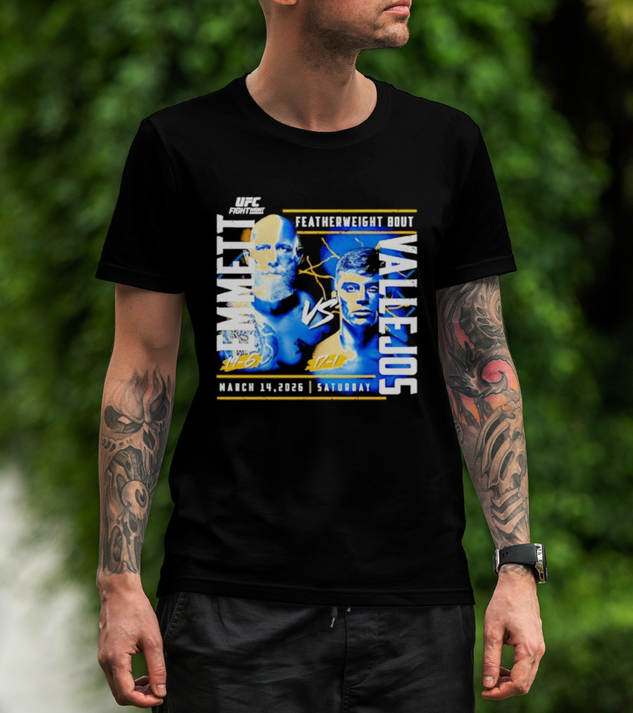 UFC Fight Night 2026 Featherweight Bout Emmett Vs Vallejos March 14 Saturday T-Shirt