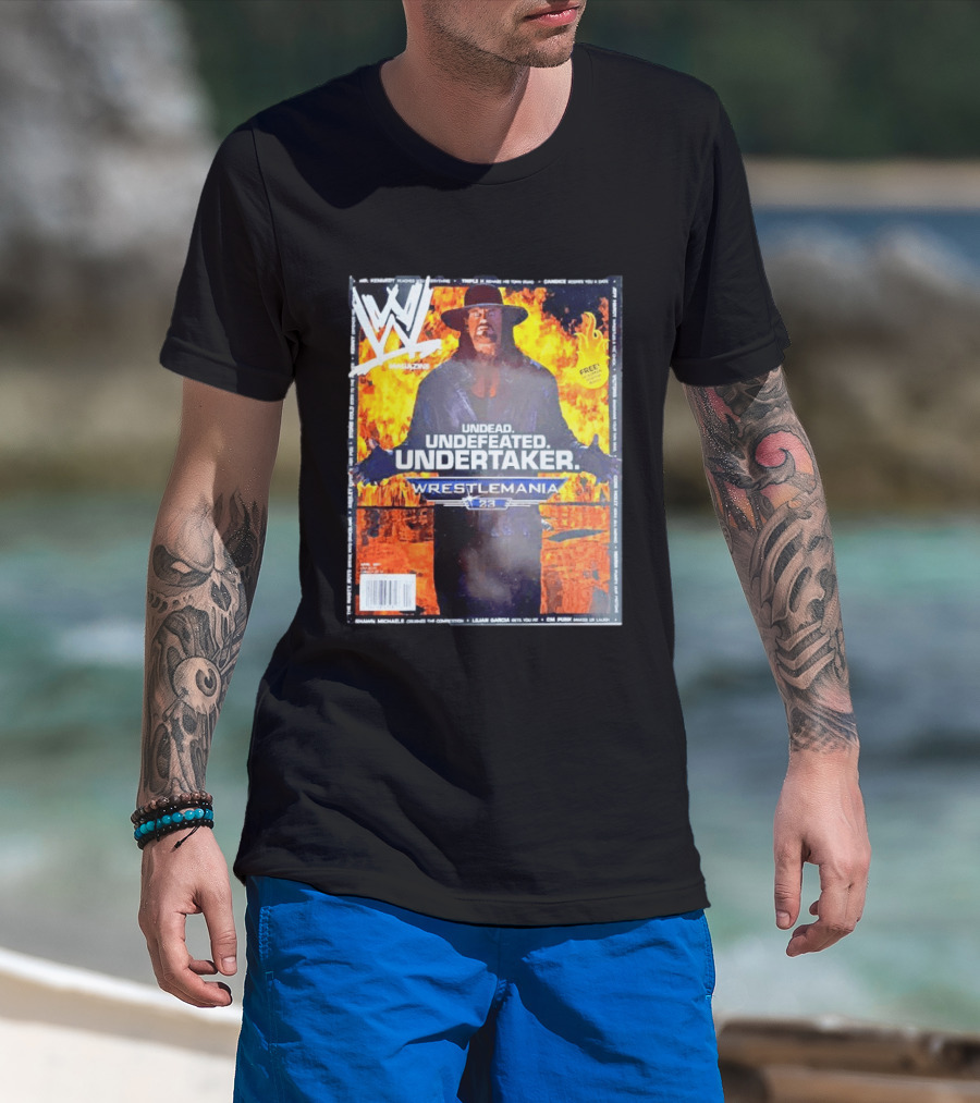 WWE Undead Undefeated Undertaker Wrestlemania 23 Magazine Cover T-Shirt