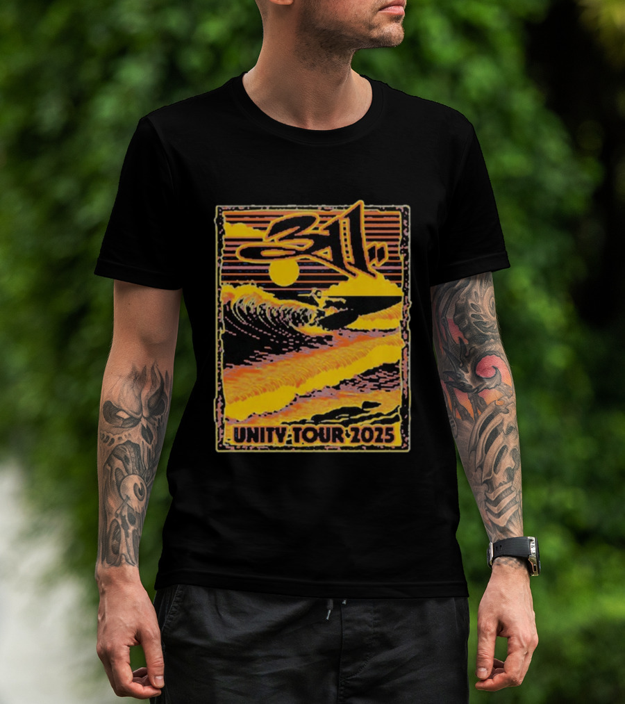 311 Unity Tour 2025 Surfer Wave Art With Sunset T-Shirt