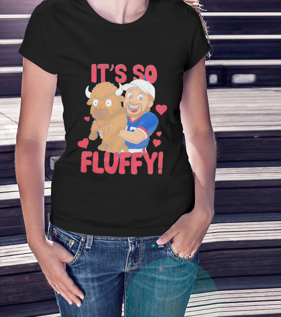It's So Fluffy Josh Allen Buffalo Bills Cartoon Hearts T-Shirt