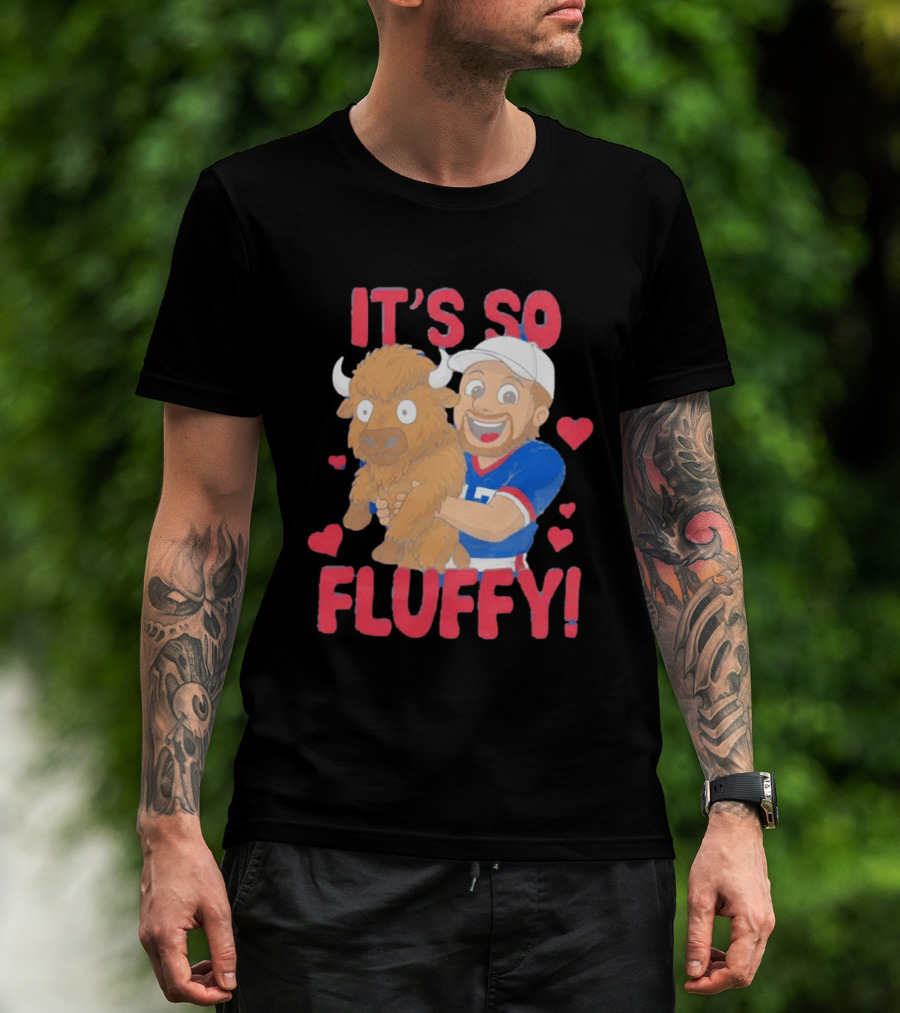 It's So Fluffy Josh Allen Buffalo Bills Cartoon Hearts T-Shirt