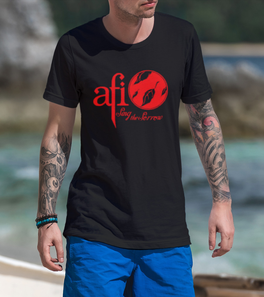 AFI Sing The Sorrow Red Logo And Globe T-Shirt