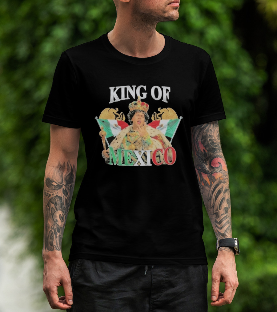 King Of Mexico Funny Parody Monarch With Flags And Crown T-Shirt