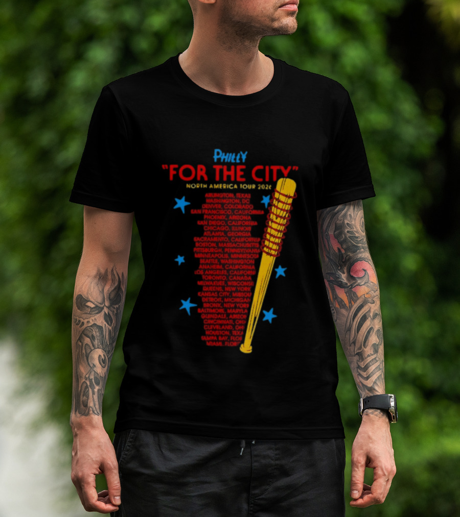 Philly For The City North America Tour 2026 Baseball Bat And Stars T-Shirt