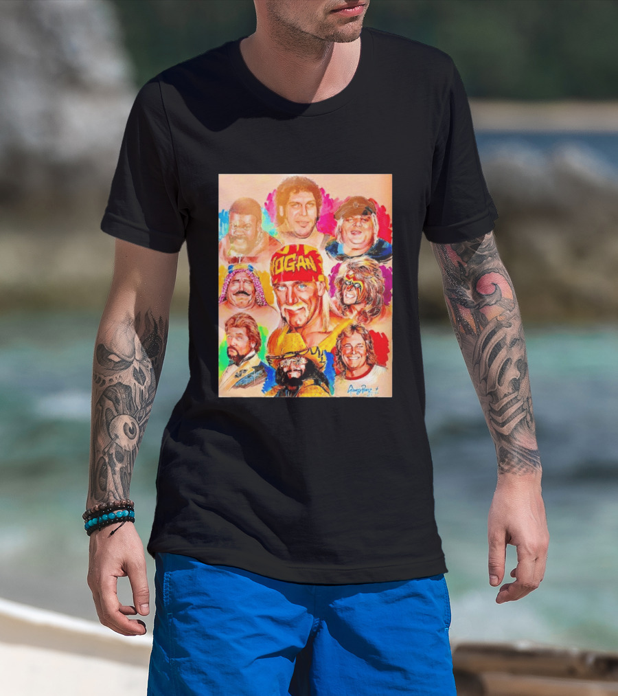 WWF Legends Hulk Hogan Andre The Giant Randy Savage Ultimate Warrior T-Shirt