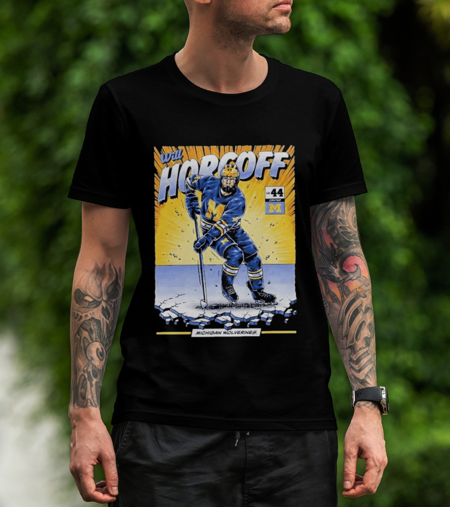 Michigan Wolverines Will Horcoff 44 Center Hockey Comic T-Shirt