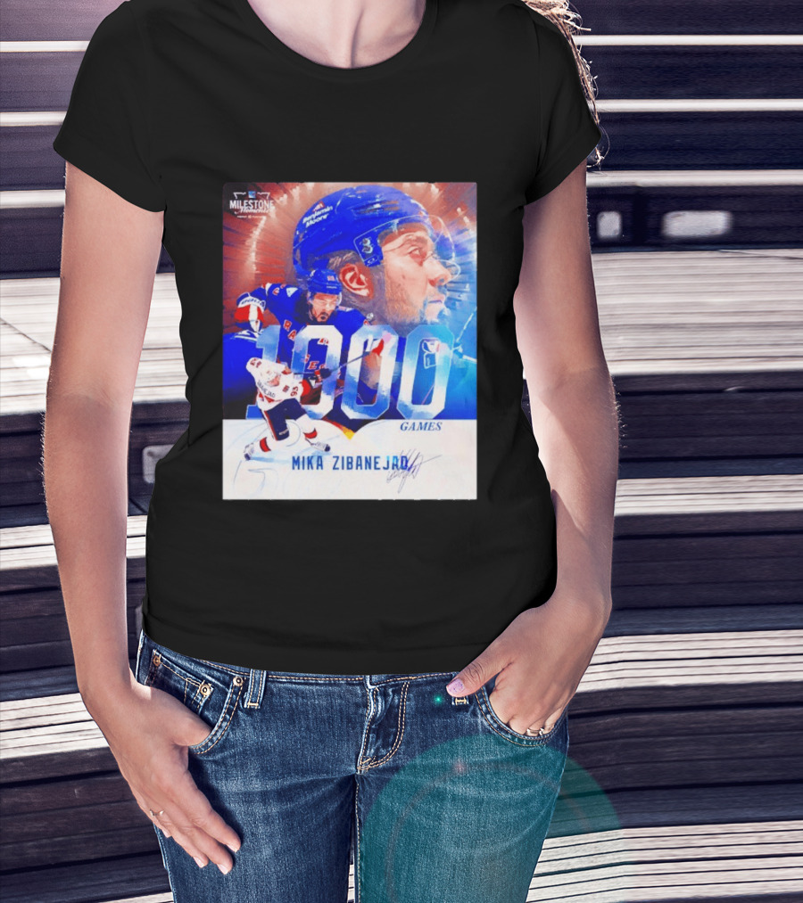 Mika Zibanejad New York Rangers 1000 Games Milestone NHL Career Celebration T-Shirt