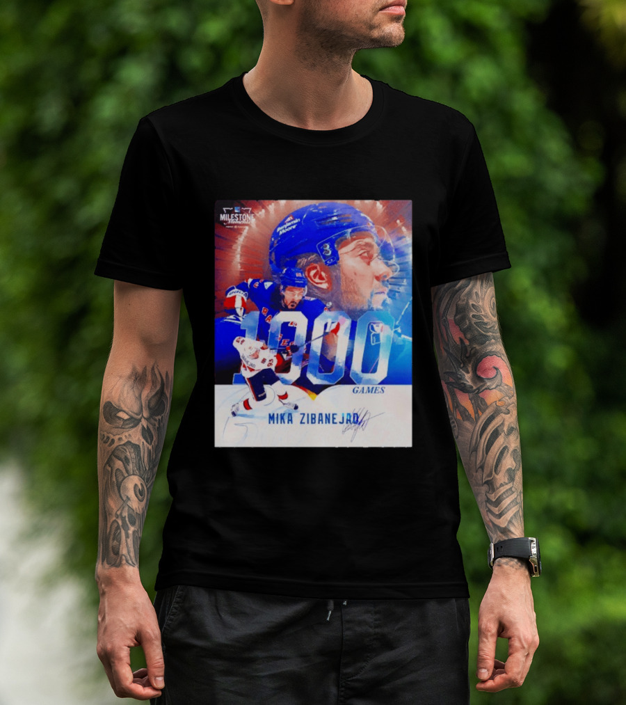 Mika Zibanejad New York Rangers 1000 Games Milestone NHL Career Celebration T-Shirt