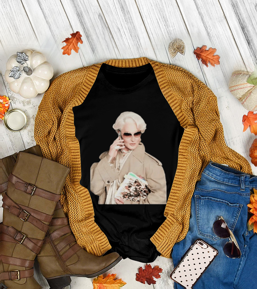 Miranda Priestly Iconic Fashion Boss with Sunglasses and Phone T-Shirt