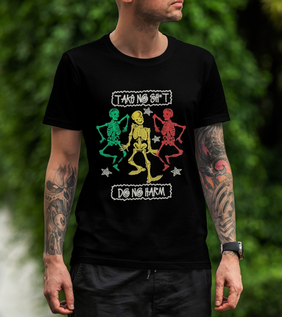 Mn+la Take No Shit Do No Harm Skeleton Trio With Stars T-Shirt