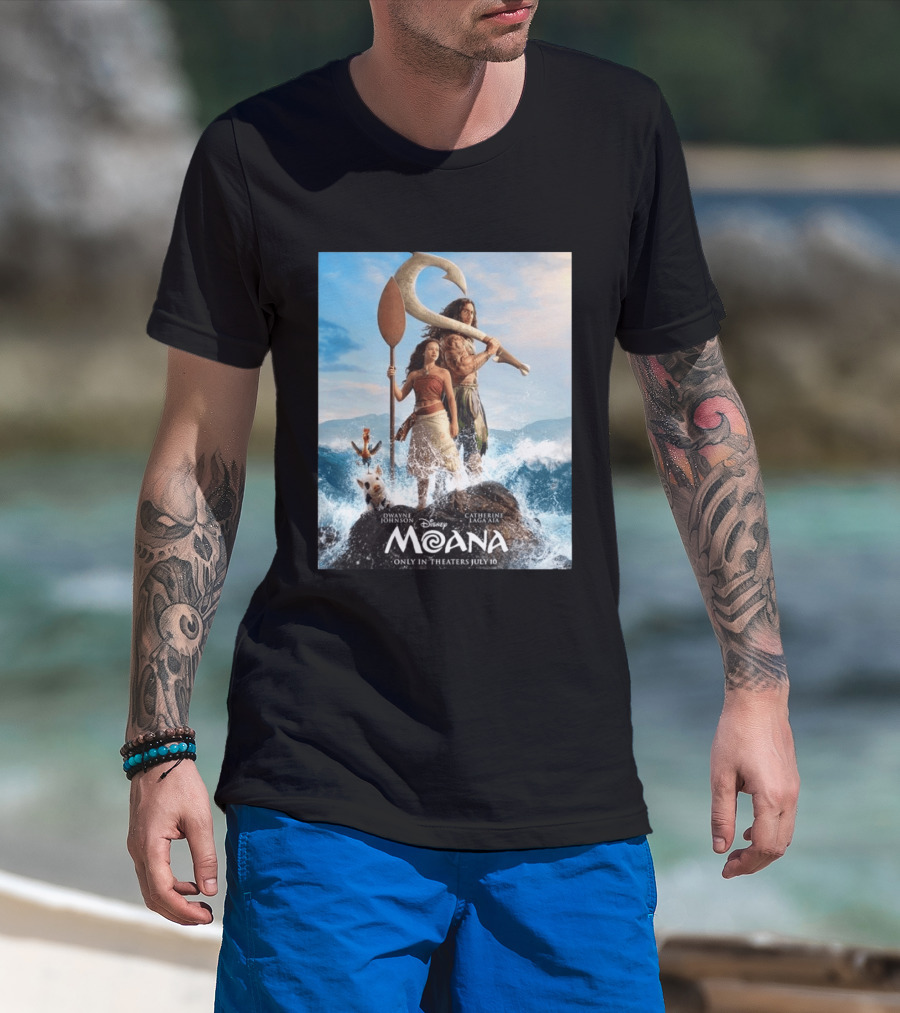 Dwayne Johnson And Catherine Laga'aia In Disney's Moana Live Action July 10 T-Shirt