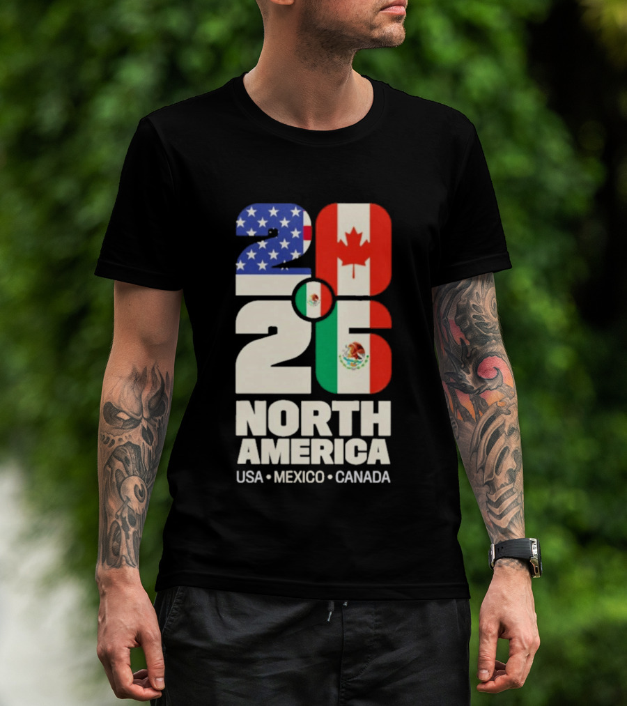FIFA World Cup 2026 North America USA Mexico Canada Flags T-Shirt