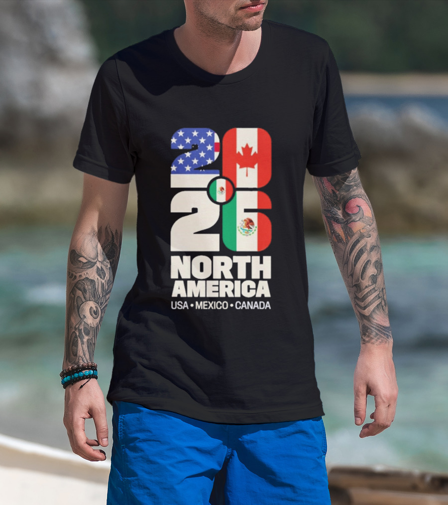 FIFA World Cup 2026 North America USA Mexico Canada Flags T-Shirt