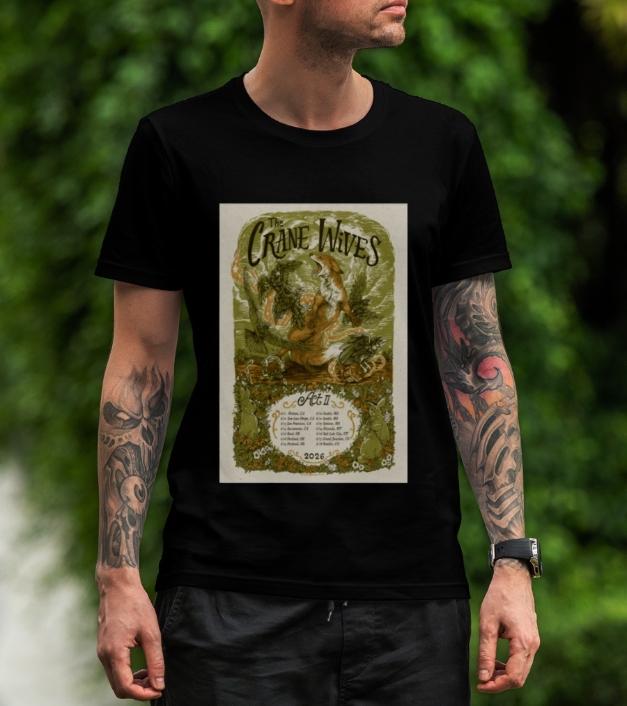 The Crane Wives Act II 2026 Concert Tour Dates Fox And Leaves T-Shirt