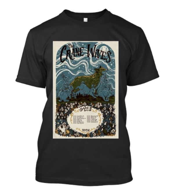 The Crane Wives Act III Concert Tour August 2026 Moonlit Forest Animals T-Shirt