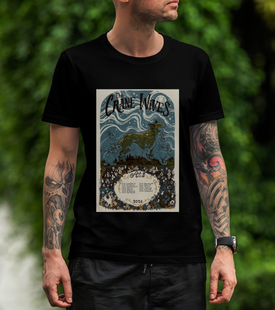 The Crane Wives Act III Concert Tour August 2026 Moonlit Forest Animals T-Shirt