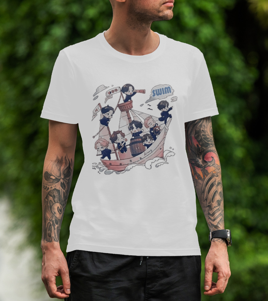 Bangtan Arirang Swim Boat Characters Adventure T-Shirt