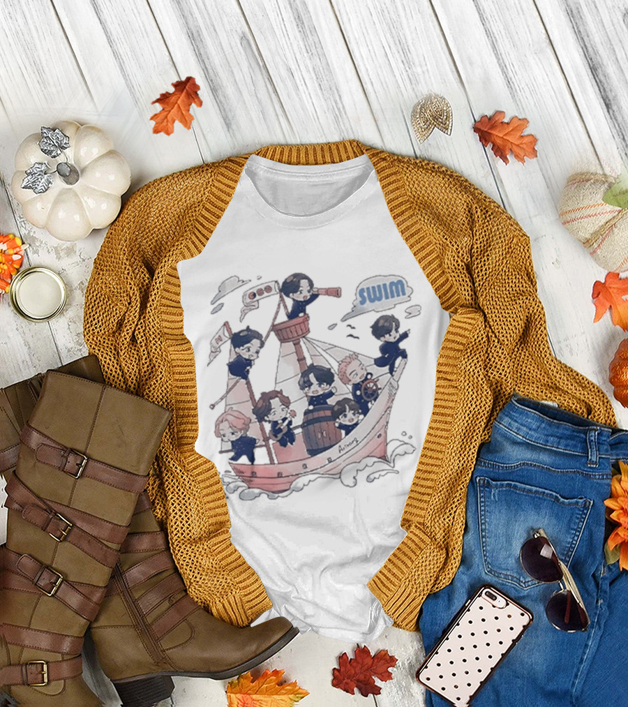 Bangtan Arirang Swim Boat Characters Adventure T-Shirt