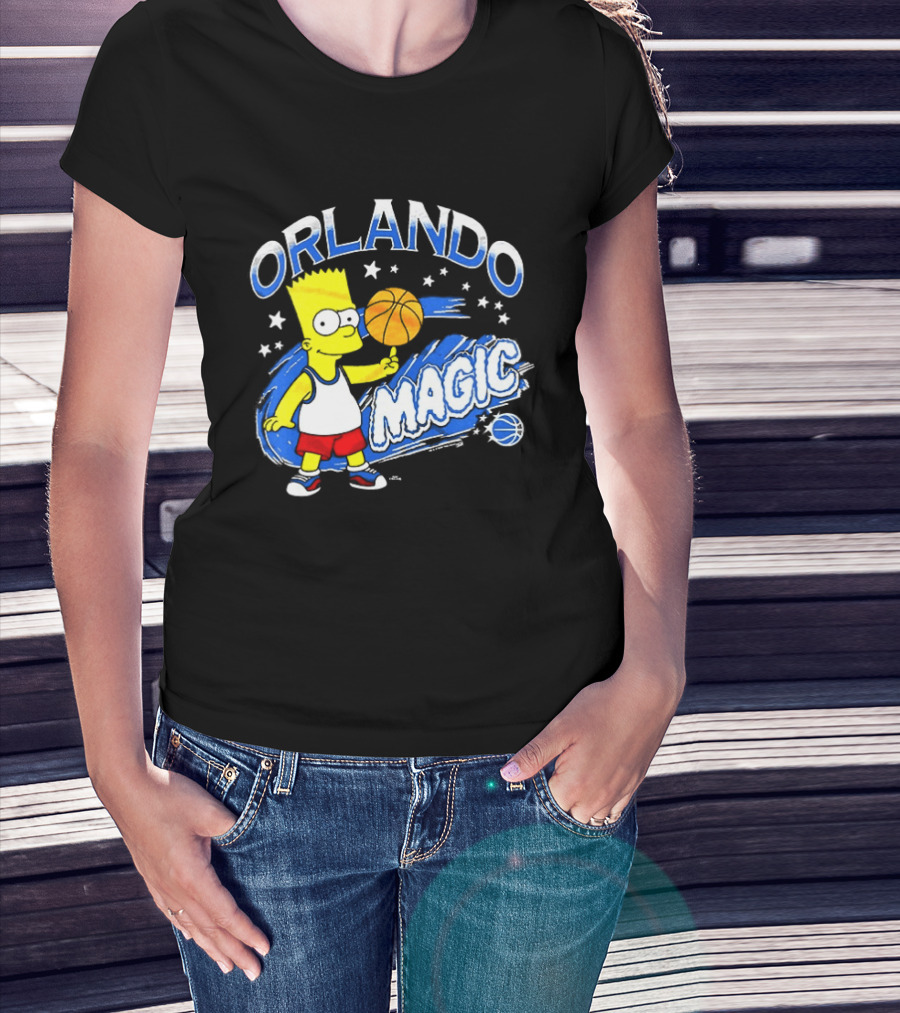 Bart Simpsons Orlando Magic NBA Basketball Cartoon T-Shirt