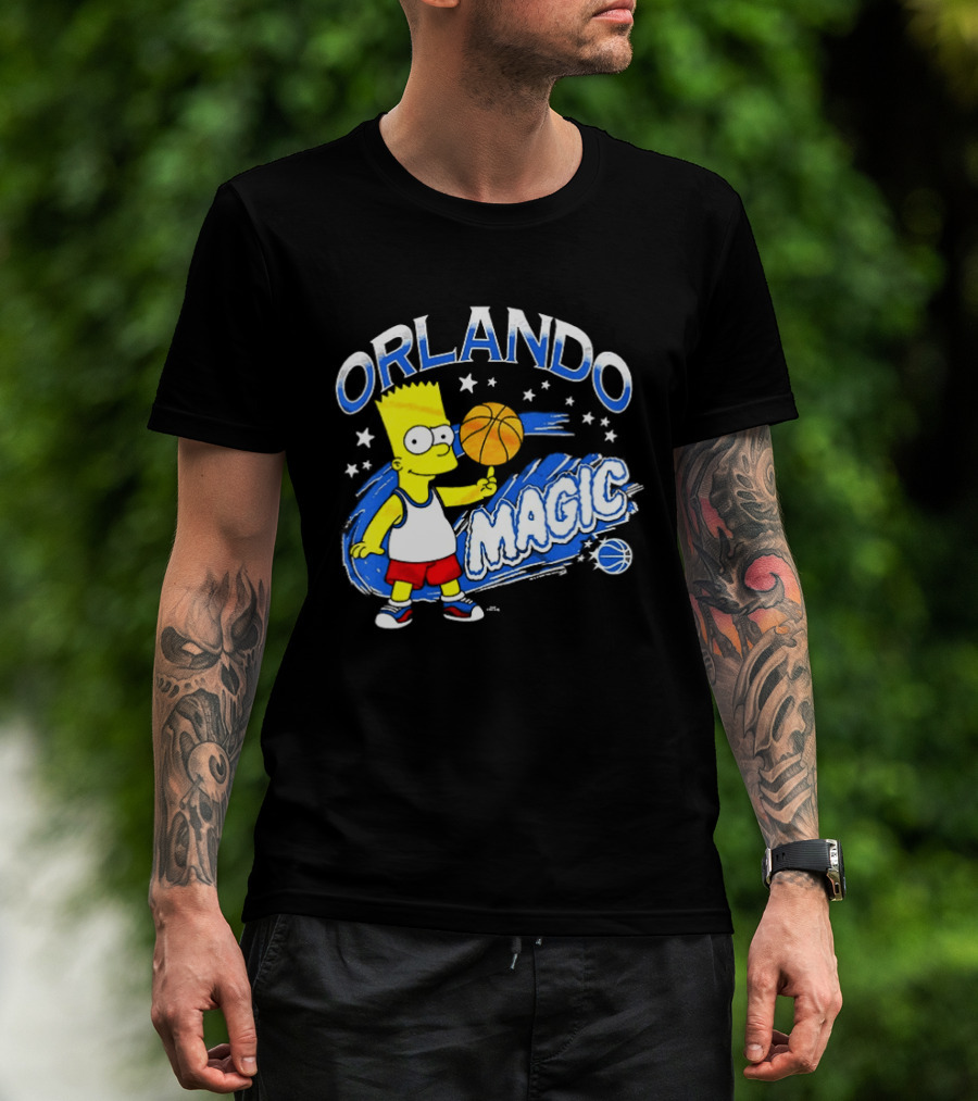 Bart Simpsons Orlando Magic NBA Basketball Cartoon T-Shirt