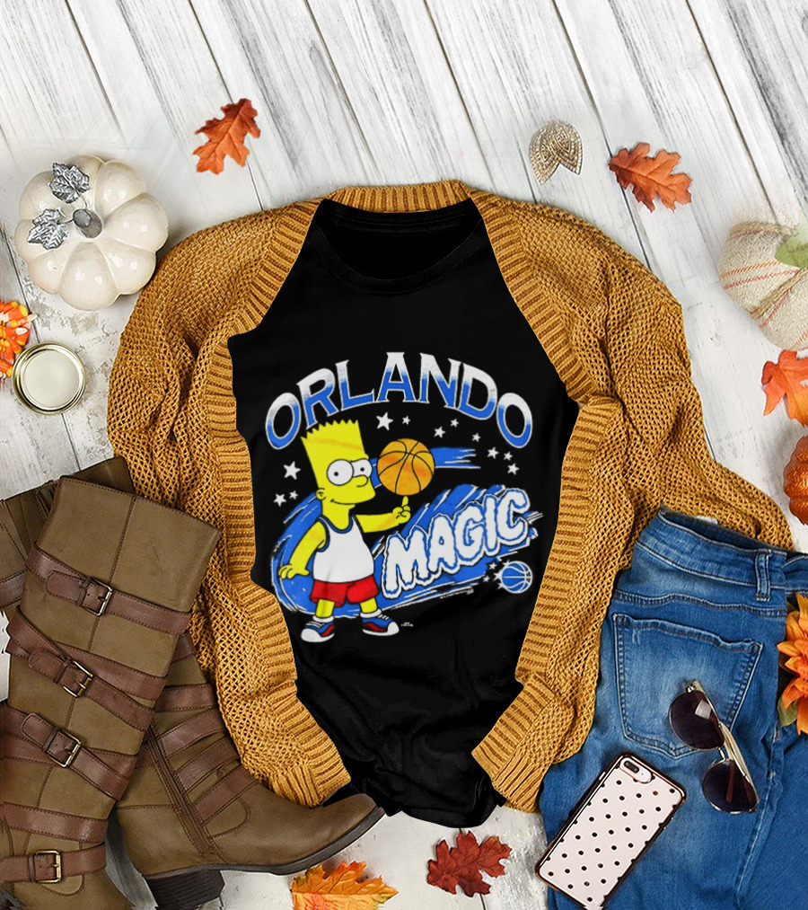 Bart Simpsons Orlando Magic NBA Basketball Cartoon T-Shirt