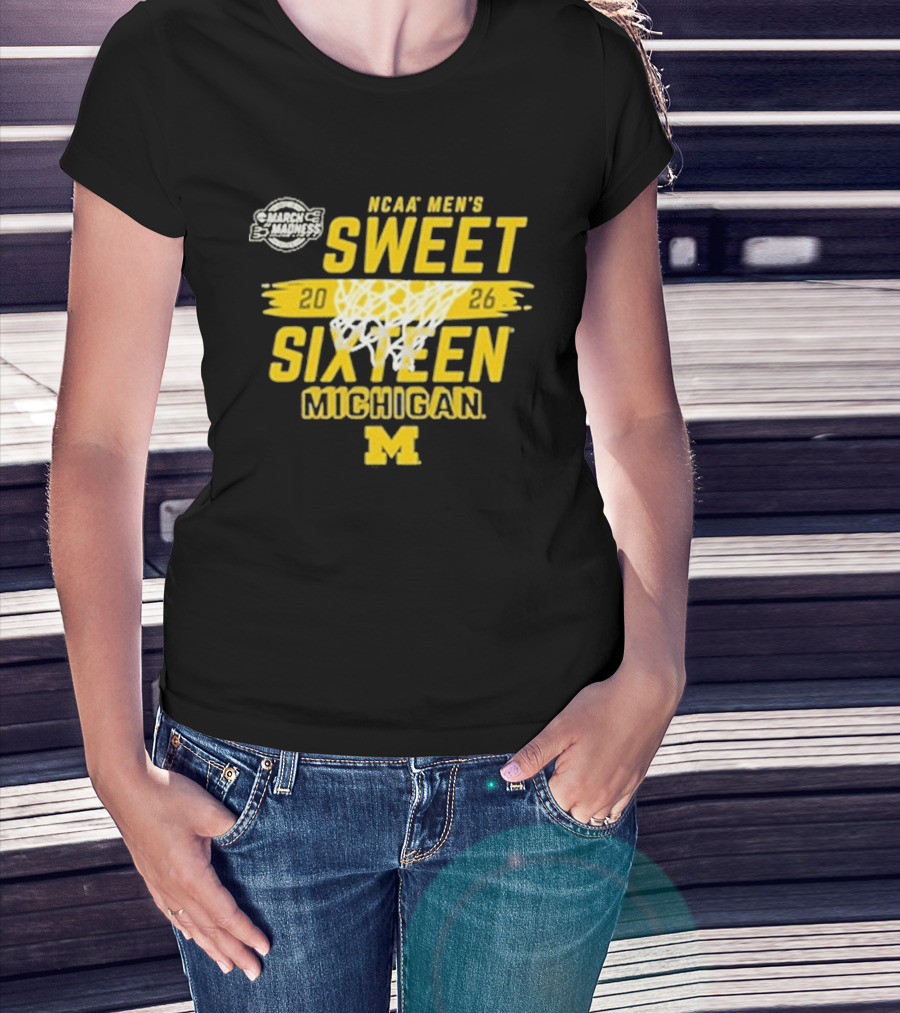Michigan Wolverines NCAA Men's Basketball Sweet 16 2026 T-Shirt