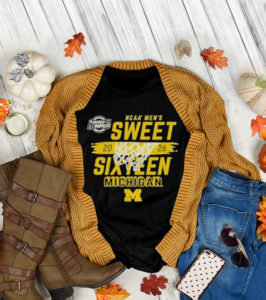 Michigan Wolverines NCAA Men's Basketball Sweet 16 2026 T-Shirt
